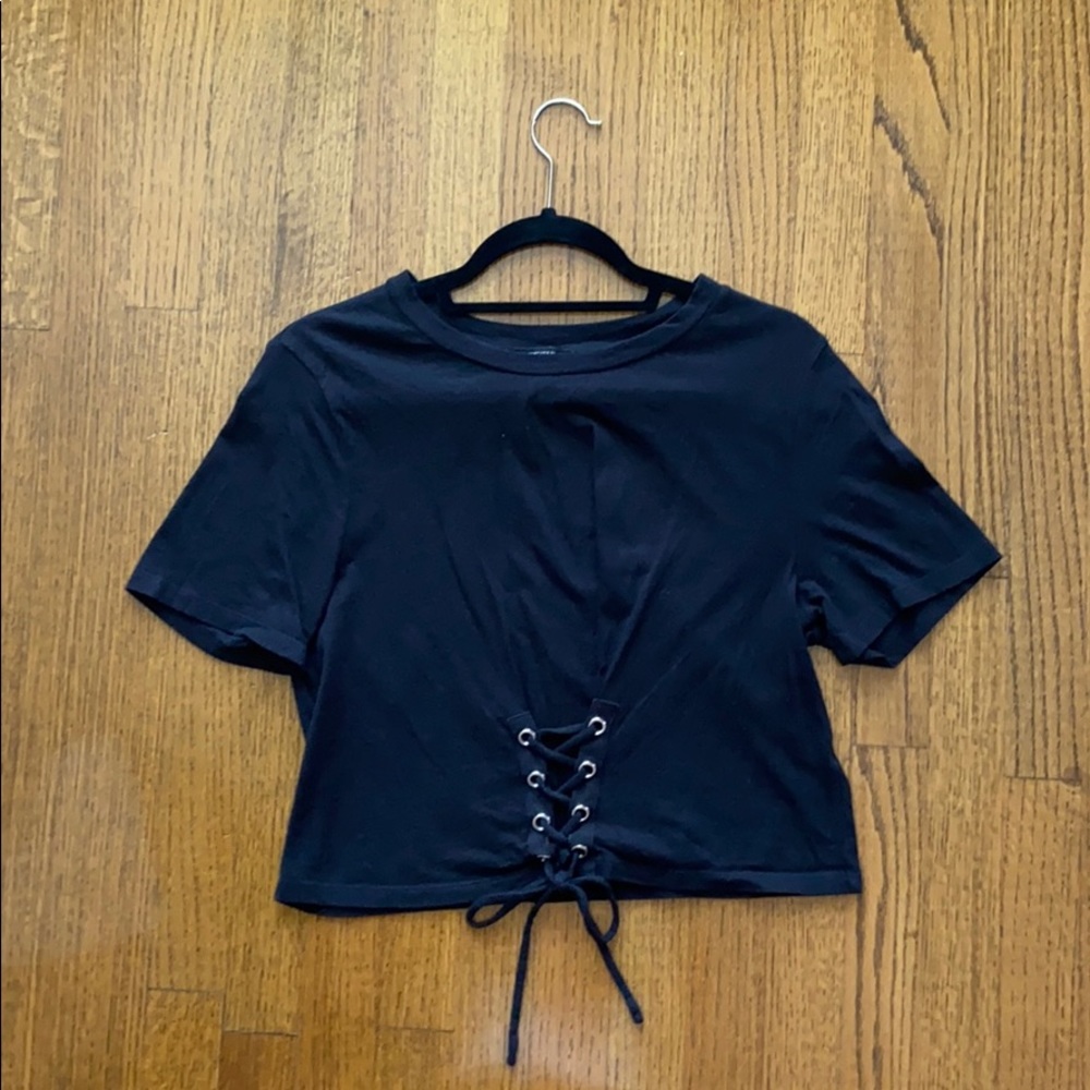 Black Lace-Up Top